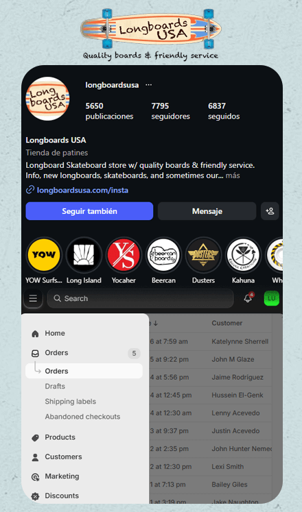 Soporte operativo y marketing digital para e-commerce Longboards USA