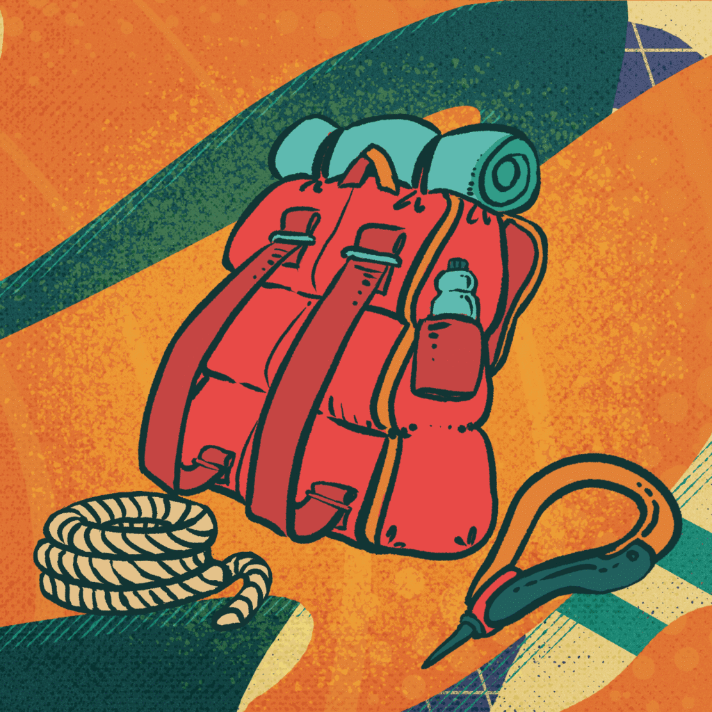 Ilustración de mochila representando marcas que buscan escalar o lanzar nuevos productos con estrategia